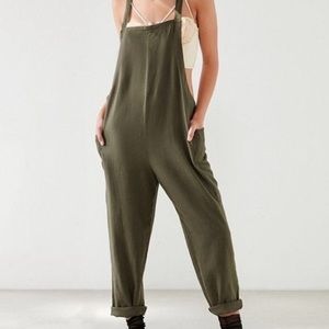 BDG green overall linen jumpsuit